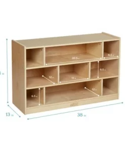 ECR4Kids Birch Medium Cubby Block Storage Unit with Rolling Casters, Kids Mobile Toy Organizer