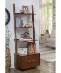 Breighton Home American Heritage Ladder Bookcase with File Drawer - Johar Furniture Black
