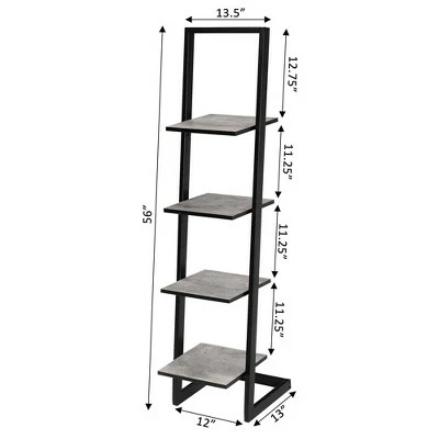 56" Designs2Go 4 Tier Ladder Bookshelf - Breighton Home Faux Birch/black 5 56" Designs2Go 4 Tier Ladder Bookshelf - Breighton Home Faux Birch/black - Image 3
