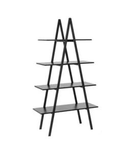 65" 4 Tier Metal and Wooden Leaning Bookcases and Ladder Shelves - Glitzhome Walnut -Bookshelves Sales Shop unnamed file 2575