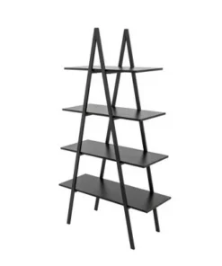 65" 4 Tier Metal and Wooden Leaning Bookcases and Ladder Shelves - Glitzhome Walnut -Bookshelves Sales Shop unnamed file 2579