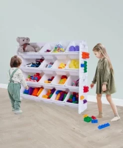 UNiPLAY Toy Organizer With 16 Removable Storage Bins and Block Play Panel, Multi-Size Bin Organizer -Bookshelves Sales Shop unnamed file 258
