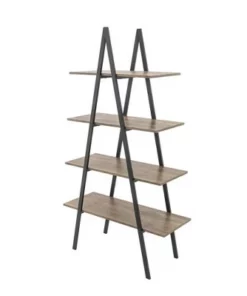 65" 4 Tier Metal and Wooden Leaning Bookcases and Ladder Shelves - Glitzhome Walnut -Bookshelves Sales Shop unnamed file 2580