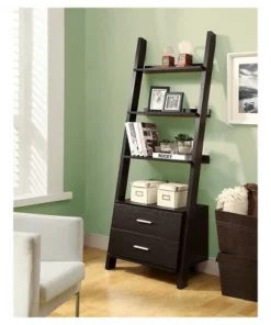 69" Ladder Bookcase with Drawers - EveryRoom Dark Taupe