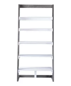 70.75" Wingill Leaning Bookcase White/Distressed Gray - miBasics -Bookshelves Sales Shop unnamed file 2620