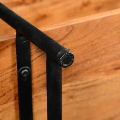 74" 6 Tier Wooden Ladder Storage Bookshelf with Metal Frame Brown/Black - The Urban Port 7 74" 6 Tier Wooden Ladder Storage Bookshelf with Metal Frame Brown/Black - The Urban Port - Image 5