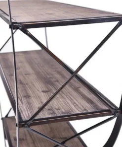 41.8" Bryan Keith Santa Monica Circle Bookshelf Black/Brown - Stylecraft -Bookshelves Sales Shop unnamed file 2637