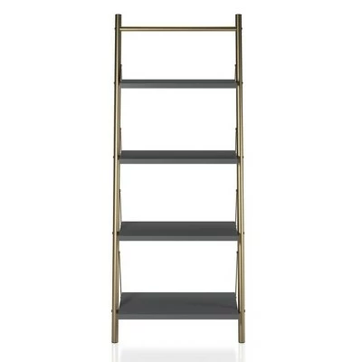 64.13" Nova 4 Shelf Ladder Bookcase Gray - CosmoLiving by Cosmopolitan 5 64.13" Nova 4 Shelf Ladder Bookcase Gray - CosmoLiving by Cosmopolitan - Image 3