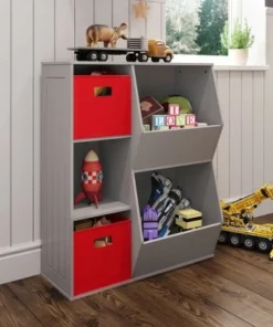 3pc Kids' Floor Cabinet with 2 Bins Set - RiverRidge Home White/hot Pink