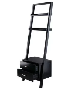 69.36" Bellamy Leaning Shelf with Storage Black - Winsome