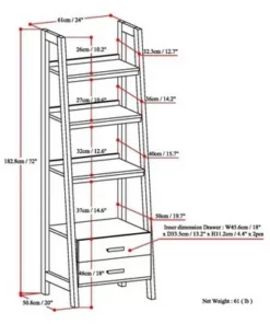 72"x24" Hawkins Solid Wood Ladder Shelf with Storage - Wyndenhall Distressed Gray -Bookshelves Sales Shop unnamed file 2716