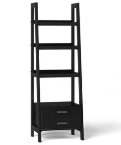 72"x24" Hawkins Solid Wood Ladder Shelf with Storage - Wyndenhall Distressed Gray -Bookshelves Sales Shop unnamed file 2720