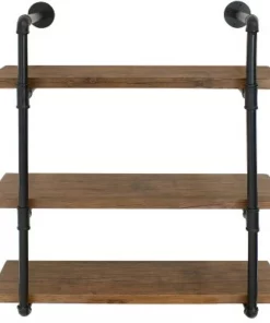 Sunnydaze Decor Sunnydaze 3 Shelf Industrial Style Pipe Frame Wall-Mounted Floating Shelf with Wood Veneer Shelves - Teak Veneer 9 Sunnydaze Decor Sunnydaze 3 Shelf Industrial Style Pipe Frame Wall-Mounted Floating Shelf with Wood Veneer Shelves - Teak Veneer -Bookshelves Sales Shop unnamed file 2725