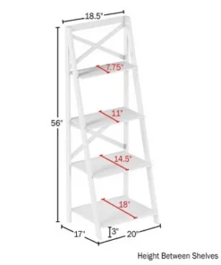 Lavish Home 4-Tier Ladder Bookshelf with X-Back Frame β Freestanding Bookcase, White