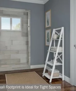 Lavish Home 4-Tier Ladder Bookshelf with X-Back Frame – Freestanding Bookcase, White -Bookshelves Sales Shop unnamed file 2730