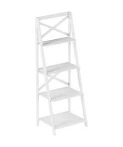 Lavish Home 4-Tier Ladder Bookshelf with X-Back Frame – Freestanding Bookcase, White -Bookshelves Sales Shop unnamed file 2731