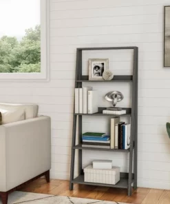 Lavish Home 4-Tier Ladder Bookshelf Freestanding Wooden Bookcase, Gray 12 Lavish Home 4-Tier Ladder Bookshelf Freestanding Wooden Bookcase, Gray -Bookshelves Sales Shop unnamed file 2736