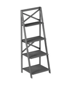 Lavish Home 4-Tier Ladder Bookshelf with X-Back Frame – Freestanding Bookcase, Gray -Bookshelves Sales Shop unnamed file 2752