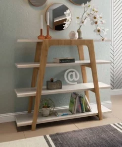 Gowanus Ladder Bookcase - Manhattan Comfort Off White