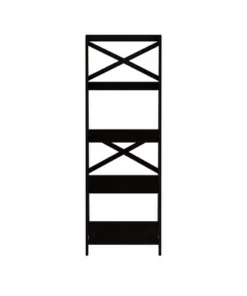 Hastings Home Lavish Home 4-Tier Ladder Bookshelf with X-Back Frame – Freestanding Bookcase, Black