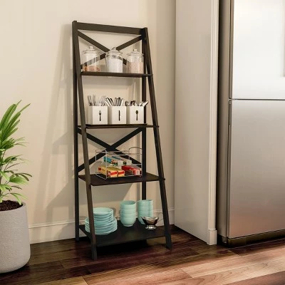 Hastings Home Lavish Home 4-Tier Ladder Bookshelf with X-Back Frame – Freestanding Bookcase, Black 5 Hastings Home Lavish Home 4-Tier Ladder Bookshelf with X-Back Frame – Freestanding Bookcase, Black - Image 3