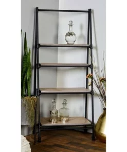 Olivia & May 56" A Frame Bookshelf with 4 Shelves Black - Olivia & May