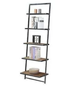72.25" Laredo 5 Tier Ladder Bookcase/shelf Natural/Antique Black - Breighton Home