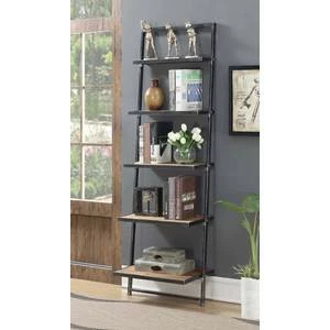 72.25" Laredo 5 Tier Ladder Bookcase/shelf Natural/Antique Black - Breighton Home 4 72.25" Laredo 5 Tier Ladder Bookcase/shelf Natural/Antique Black - Breighton Home - Image 2