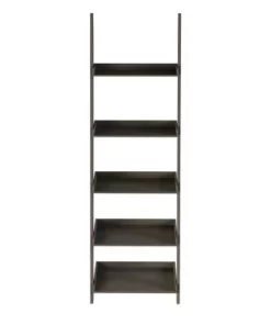 Hastings Home 5-Tier Ladder Bookshelf - Slate Gray
