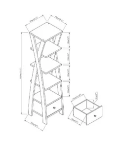 71" Graci 5 Shelf with 1 Drawer Bookcase Walnut Oak - miBasics 13 71" Graci 5 Shelf with 1 Drawer Bookcase Walnut Oak - miBasics -Bookshelves Sales Shop unnamed file 2841