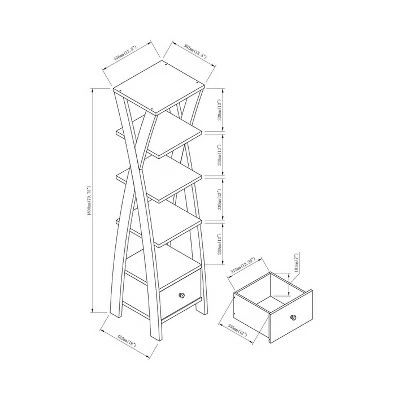 71" Graci 5 Shelf with 1 Drawer Bookcase Walnut Oak - miBasics 8 71" Graci 5 Shelf with 1 Drawer Bookcase Walnut Oak - miBasics - Image 6