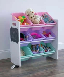 9 Bin Toy Storage Organizer with Chalkboard Side Panel White - Humble Crew -Bookshelves Sales Shop unnamed file 285