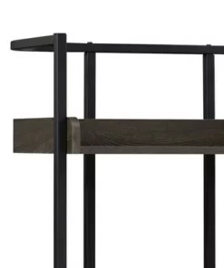 67.5" Bookcase with 4 Tier Storage and Metal Frame Brown/Black - Benzara