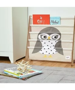 3 Sprouts High Quality Multipurpose Kids and Toddler Playroom or Bedroom Storage Shelf Organizer Bookcase Furniture, Gray Owl