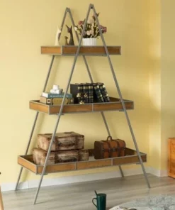 Vintiquewise Large Ladder Triangular 3 Tier Metal Display Shelving Server Rack