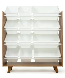 Morgan Mid-Century 12 Bin Toy Storage Wood/White - Humble Crew