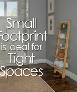 Hastings Home 5-Tier Bookshelf - 50" Tall, Pickled Oak Wood Finish -Bookshelves Sales Shop unnamed file 2874