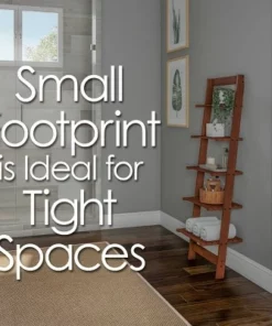 Hastings Home 5-Tier Wooden Ladder-Style Bookcase - Walnut Finish -Bookshelves Sales Shop unnamed file 2878