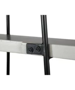 74" 6 Tier Wooden Ladder Storage Bookshelf with Metal Frame Gray/Black - The Urban Port -Bookshelves Sales Shop unnamed file 2883