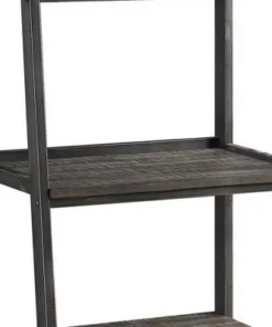 72" Bookcase with 2 Drawers and 4 Tier Storage Brown/Black - Benzara