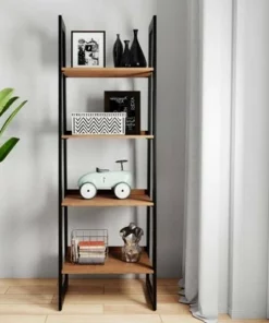 71.7" Hawkins Metal/Wood Ladder Shelf Walnut - WyndenHall