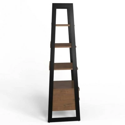 18.5" Hawkins Metal/Wood Ladder Shelf with Storage Walnut - WyndenHall 6 18.5" Hawkins Metal/Wood Ladder Shelf with Storage Walnut - WyndenHall - Image 4