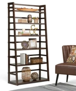 72"x36" Normandy Wide Ladder Shelf Bookshelf Brunette Brown - WyndenHall