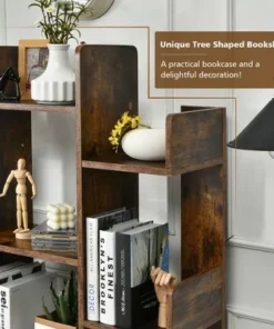 Costway Bookshelf Tree-Shaped Bookcase w/13 Storage Shelf Rustic Industrial Style -Bookshelves Sales Shop unnamed file 2968