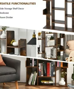 Costway Bookshelf Tree-Shaped Bookcase w/13 Storage Shelf Rustic Industrial Style -Bookshelves Sales Shop unnamed file 2969