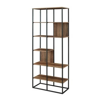 70" Modern Industrial 5 Shelf Bookcase Plant Stand - Saracina Home Gray Wash 5 70" Modern Industrial 5 Shelf Bookcase Plant Stand - Saracina Home Gray Wash - Image 3
