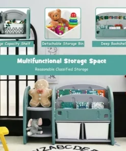 Costway Kids Toy Storage Organizer w/ 2-Tier Bookshelf & Plastic Bins -Bookshelves Sales Shop unnamed file 2986