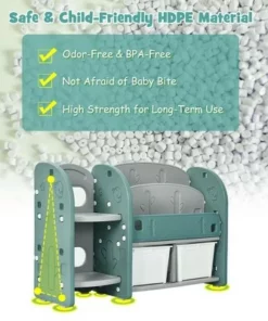 Costway Kids Toy Storage Organizer w/ 2-Tier Bookshelf & Plastic Bins -Bookshelves Sales Shop unnamed file 2989