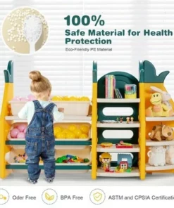 Costway 3-in-1 Kids Toy Storage Organizer Bookshelf Corner Rack w/ Plastic Bins 14 Costway 3-in-1 Kids Toy Storage Organizer Bookshelf Corner Rack w/ Plastic Bins -Bookshelves Sales Shop unnamed file 2995
