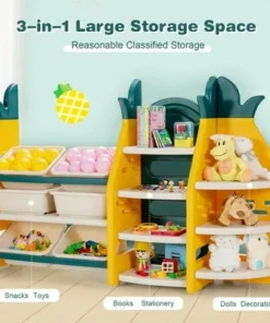 Costway 3-in-1 Kids Toy Storage Organizer Bookshelf Corner Rack w/ Plastic Bins 16 Costway 3-in-1 Kids Toy Storage Organizer Bookshelf Corner Rack w/ Plastic Bins -Bookshelves Sales Shop unnamed file 2997
